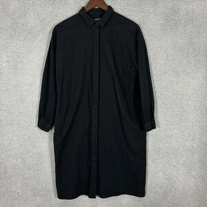 Frank and Oak shift dress womens XXS black oversized hidden button lagenlook art